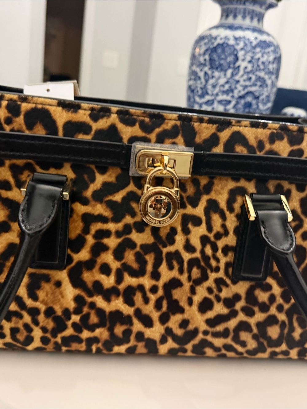 Michael Kors Black & Brown Leopard Print Shoulder Bag - Picture 10 of 11